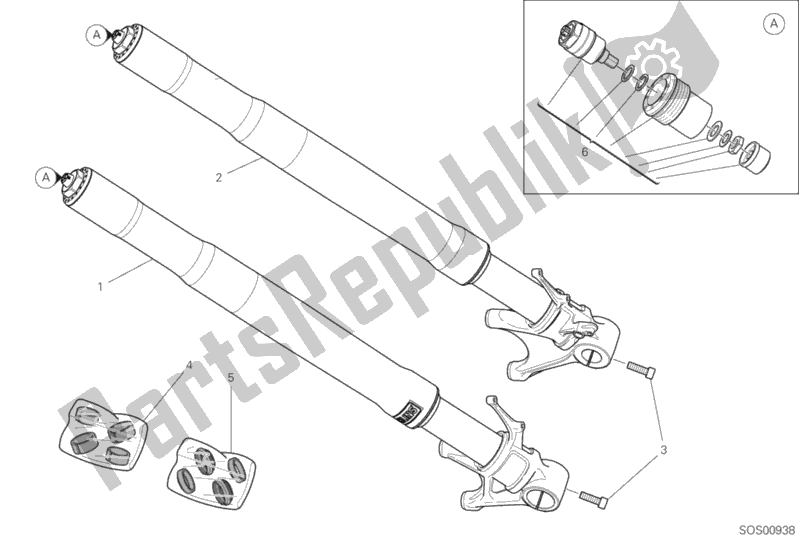 All parts for the Front Fork of the Ducati Streetfighter V4 S Thailand 1103 2020